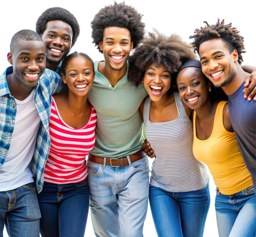 African students going up stairs in university